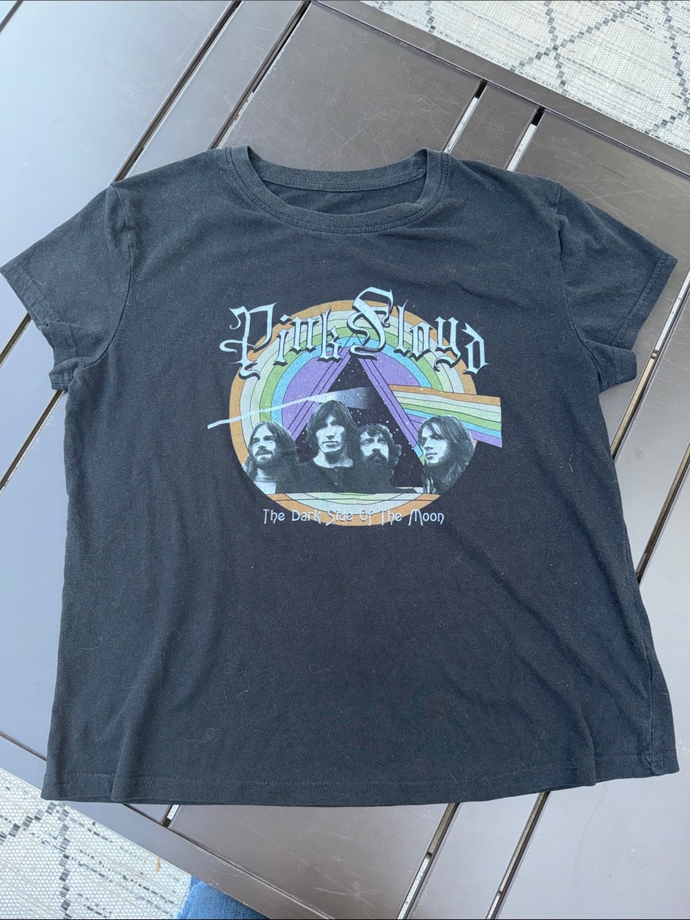 Pink Floyd ladies Black Graphic Tee - The Dark Side of the Moon GUC 2023 XL